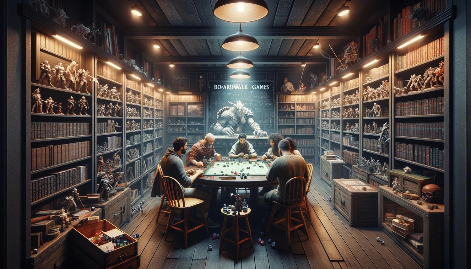 The back-room at Boardwalk Games set up for a Dungeons and Dragons evening